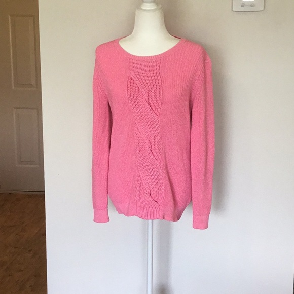 Talbots pink chunky knit crew neck sweater - Picture 1 of 4